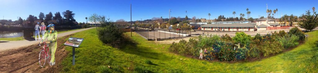 Visualization of the Mike Fox Park site of the Santa Cruz Community Orchard, planted 2017, imagined at maturity (Image: Seed Culture Labs)